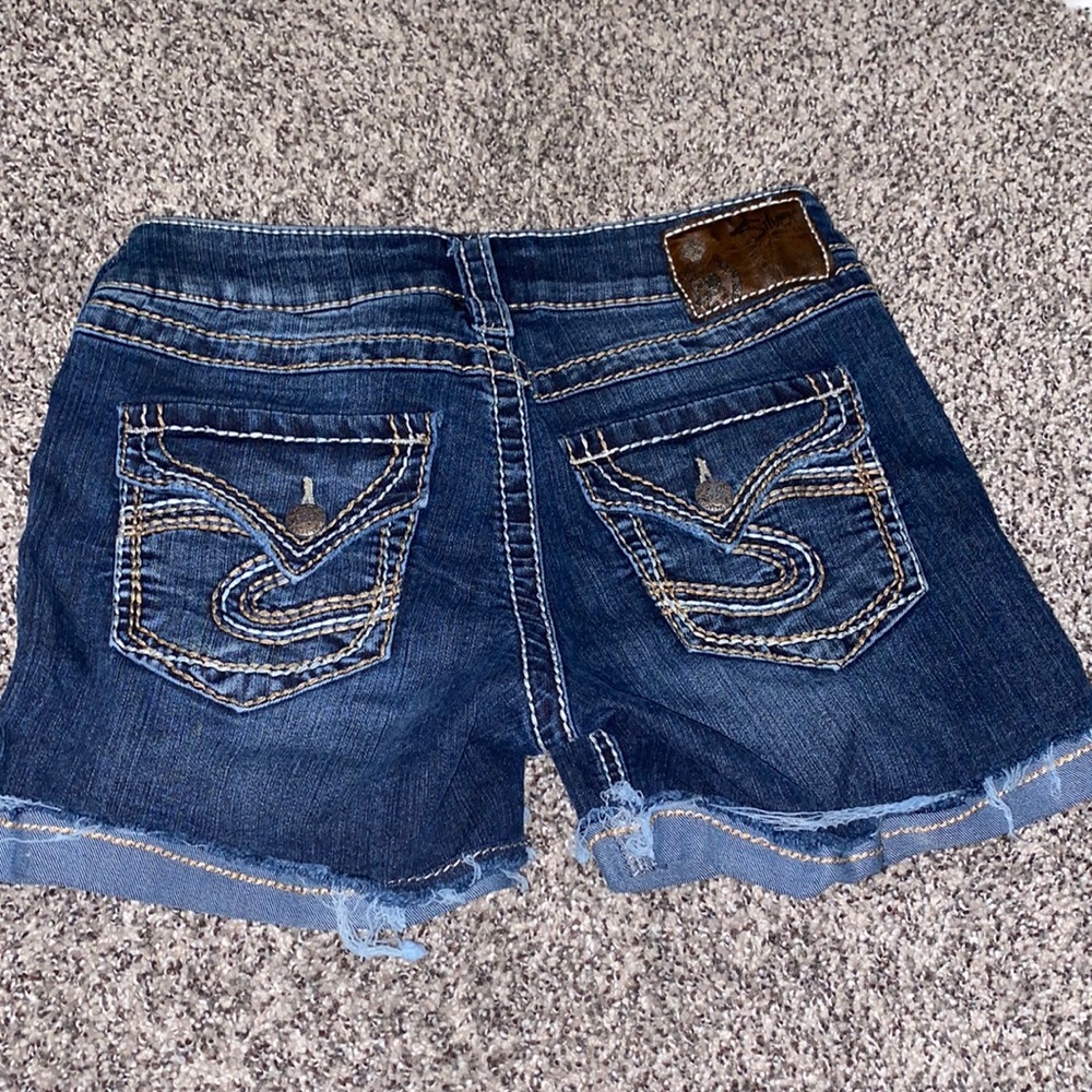 silver jean shorts